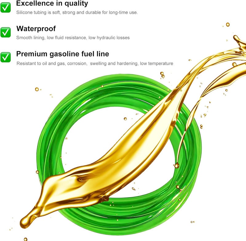 KVAEY Colorful Fuel Line Hose Tube, Flexible Anticorrosion Silicone Gas Line Petrol Hose Line, Soft High Performance Vacuum Tubing Hose Replacement for Motorcycle Dirt Pit Bike ATV (Green) - Image 3